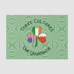 Bahrain Ireland USA Shamrock Flag Personalized  Tissue Paper