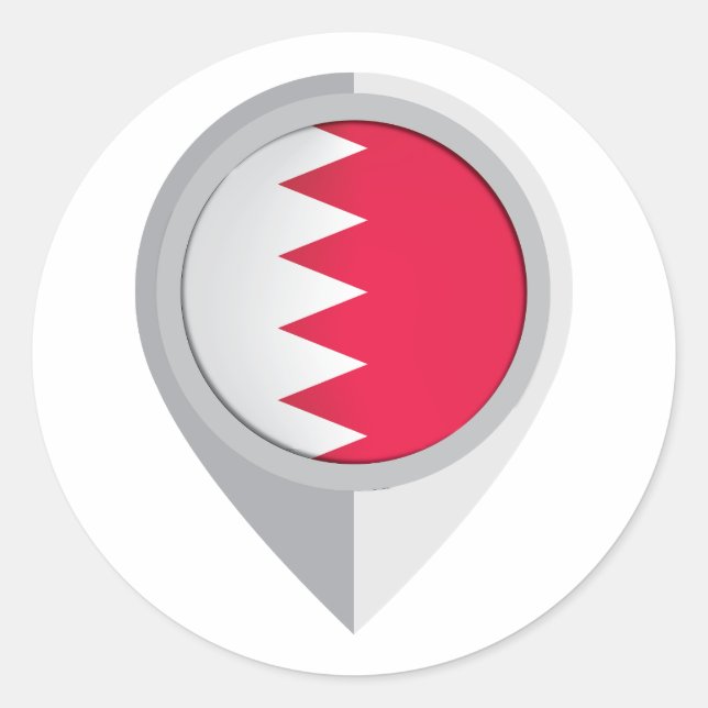 Bahrain Pin Location Flag Classic Round Sticker (Front)