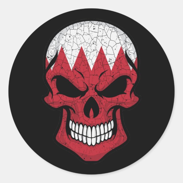 Bahrain Smiling Skull Flag Classic Round Sticker (Front)