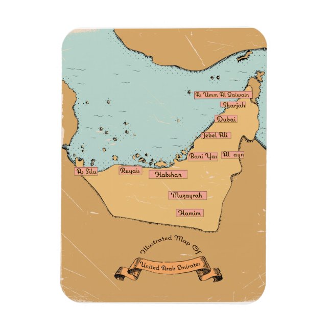 Bahrain Vintage travel map Magnet (Vertical)