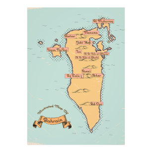 Bahrain Vintage travel map Photo Print