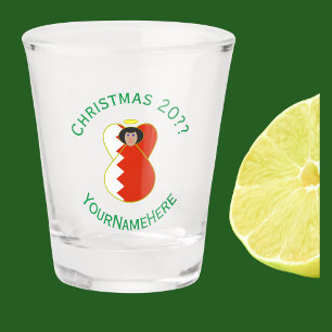Bahraini Angel Christmas Flag Personalized  Shot Glass