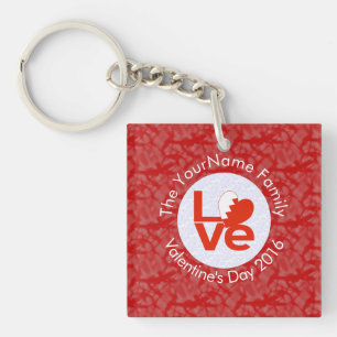 Bahraini Flag Heart LOVE Red Personalized Text  Keychain