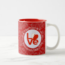 Bahraini Flag Heart LOVE Red Personalized Text 