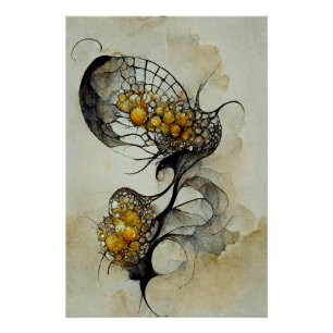 Baidora - floral drawing with water color poster