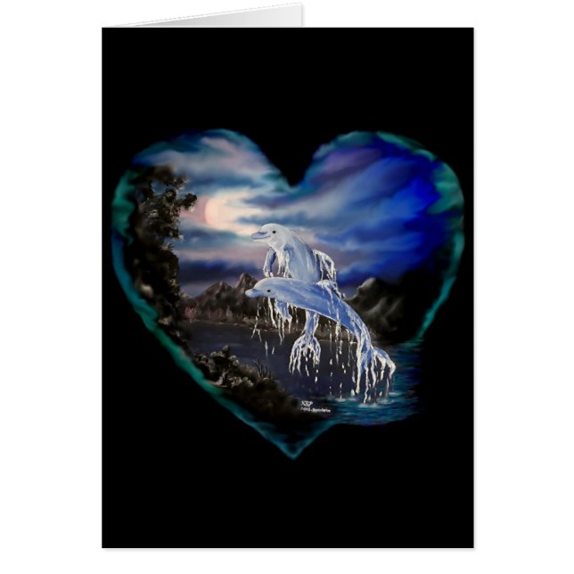 Baie à la nuit, Carte d'amour Dolphin (Devant)