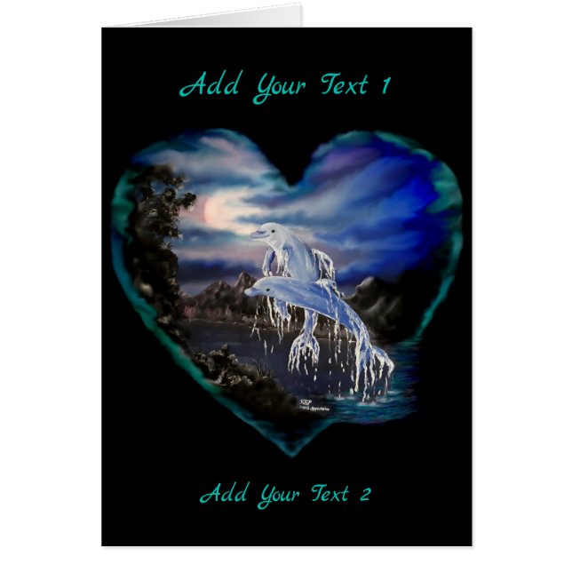 Baie à la nuit, Carte d'amour Dolphin (Devant)