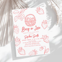 Baie amoureuse Faire-part de mariage à la fraise d