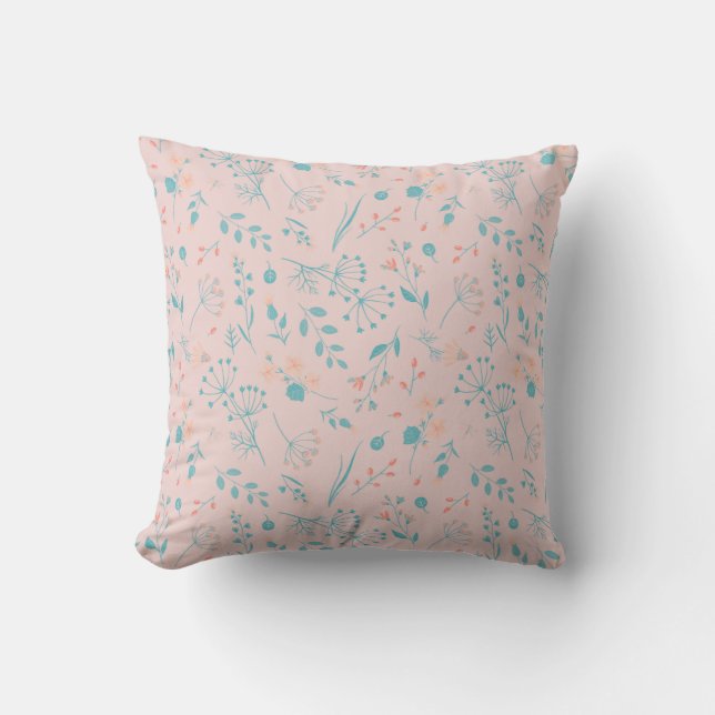 baie fleurie rose orange turquoise Lève oreiller (Recto)