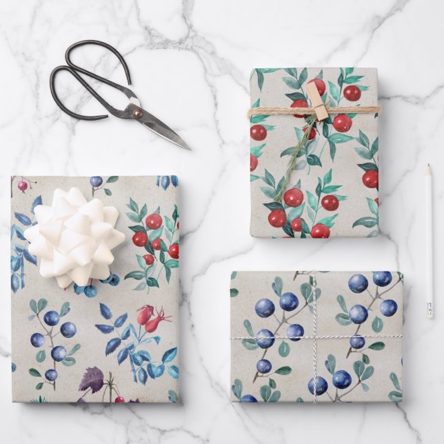 Baies d'hiver festives en papier Kraft (Recto)