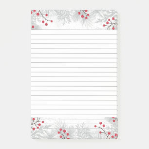 Baies rouges et billets Post-It® en argent, 4 po x