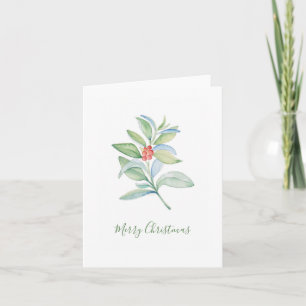 Baies rouges mignonnes et Aquarelle blanche Noël