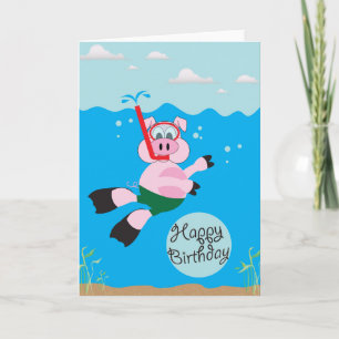 Baignade de porc - Bonne carte de voeux d'annivers
