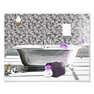 Baignoire Art Déco vintage Aquarelle Photo Imprime