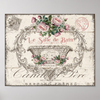 Baignoire Victorienne Française Cherubs Poster Ros