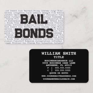 Bail Bonds Legal Words Business Card