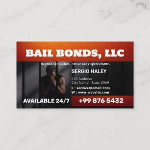 Bail Bonds Service   Black Red Business Card