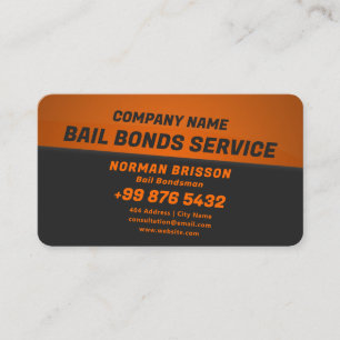 Bail Bonds Service   Dark Orange Business Card