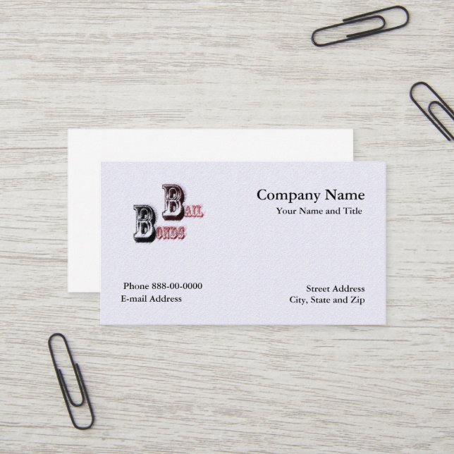 Bail Bondsman Business Card (Front/Back In Situ)