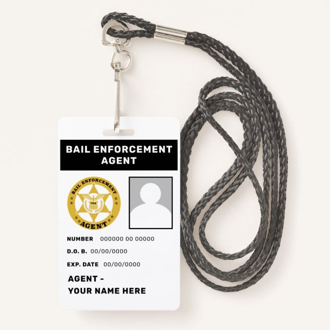 BAIL ENFORCEMENT AGENT Lanyard Badge (Front with Lanyard)