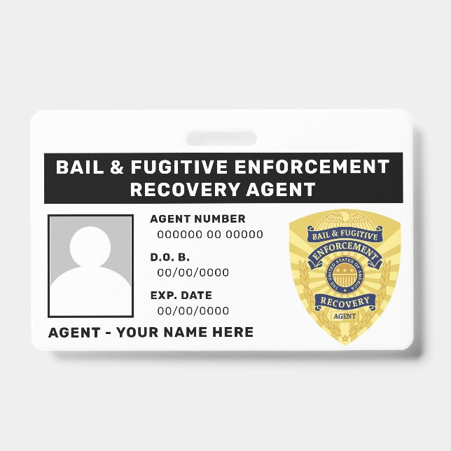 BAIL & FUGITIVE RECOVERY AGENT BADGE (Front)