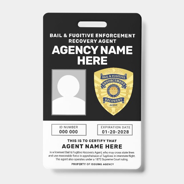 BAIL & FUGITIVE RECOVERY AGENT BADGE  (Front)