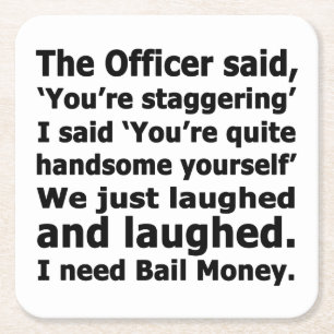 Bail Money Square Paper Coaster