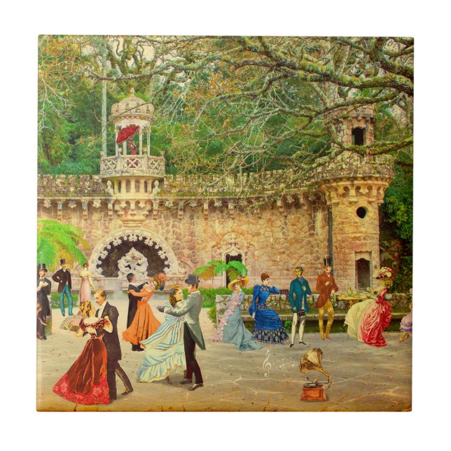 Bailando vals en la Quinta da Regaleira (Portugal Tile (Front)