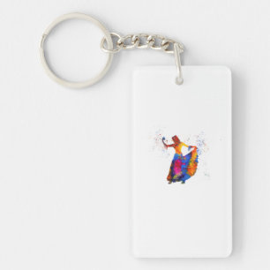 Bailarina gitana flamenca española en acuarela keychain