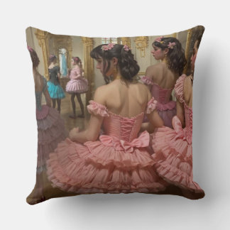 Bailarinas en una gran sala de estilo rocóco throw pillow