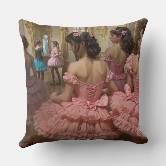 Bailarinas en una gran sala de estilo rocóco throw pillow (Back)