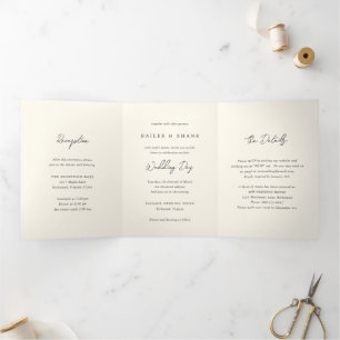 Bailee Cream Modern Wedding Tri-Fold Invitation
