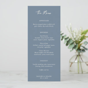 Bailee Dusty Blue Modern Wedding Menu
