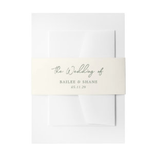 Bailee Olive Green Modern Wedding Invitation Belly Band