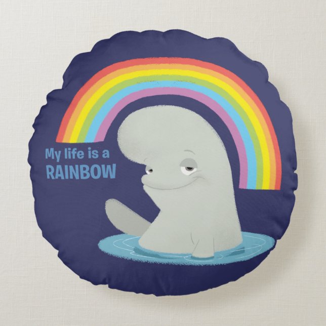 Bailey | My Life is a Rainbow Round Pillow (Front)
