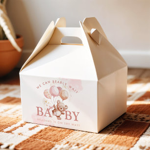 BAILEY Pink Bearly Wait Teddy Bear Baby Shower Favor Box
