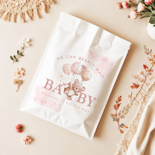 BAILEY Pink Bearly Wait Teddy Bear Baby Shower Favour Bag