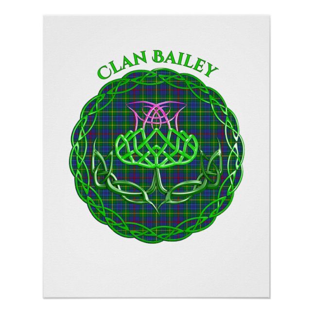 Bailey Scottish Tartan Celtic Thistle Poster (Front)