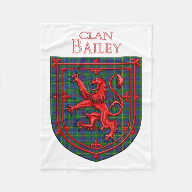 Bailey Tartan Scottish Plaid Lion Rampant Fleece Blanket (Front)