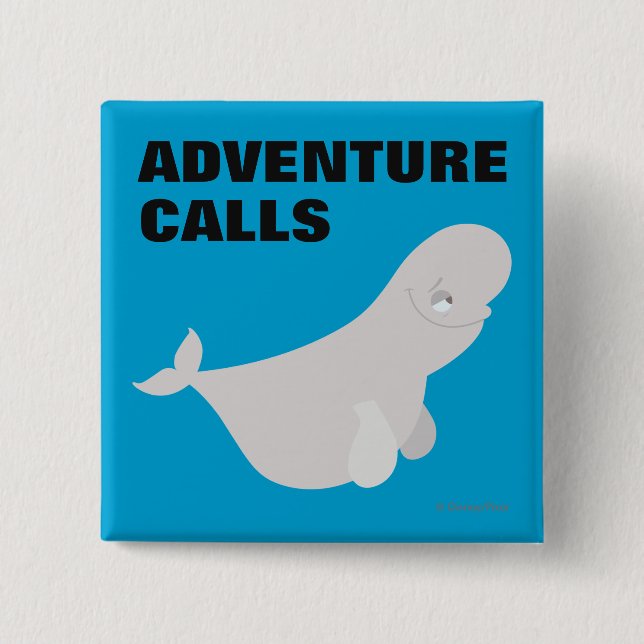 Bailey the Beluga Whale 2 Inch Square Button (Front)