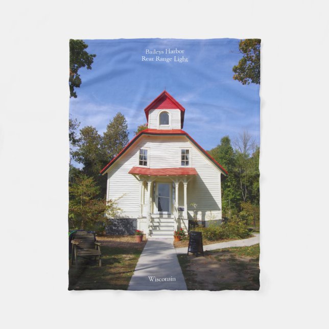 Baileys Harbor Rear Range Light fleece blanket (Front)