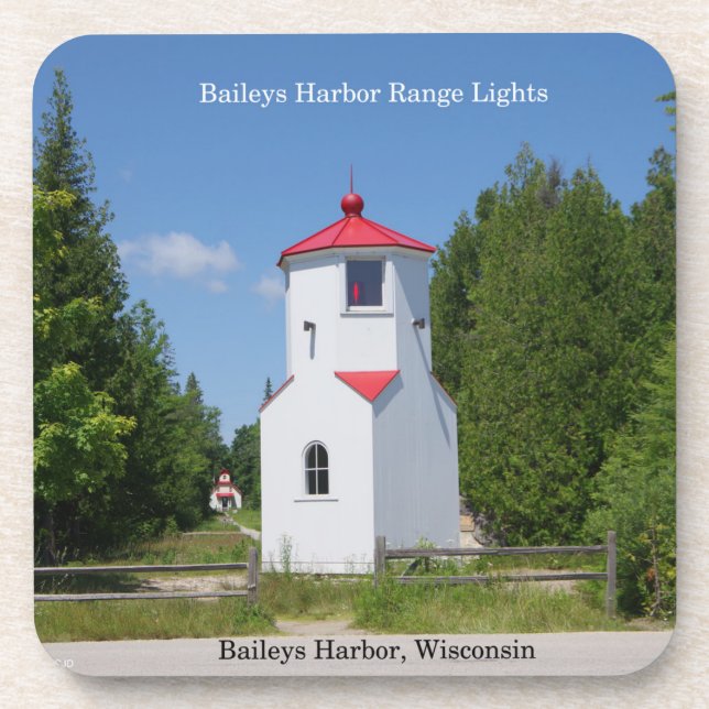Baileys Harbour Range Lights set of 6 coasters (Front)