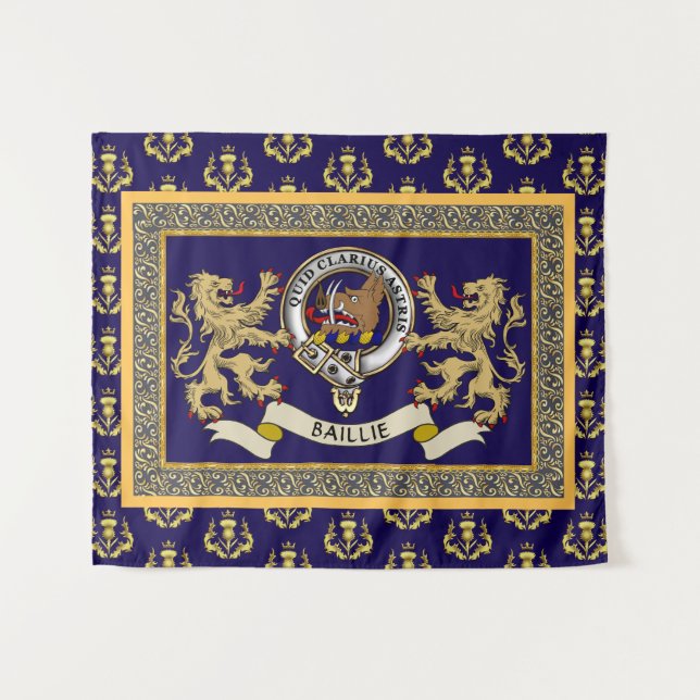 Baillie Clan Badge Personalized Blue Tapestry (Front (Horizontal))