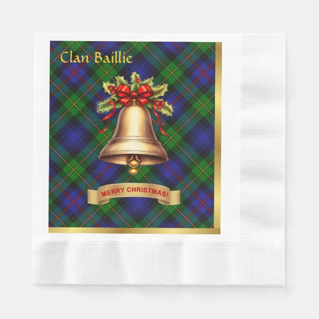 Baillie Personalized Tartan Christmas Napkin (Front)