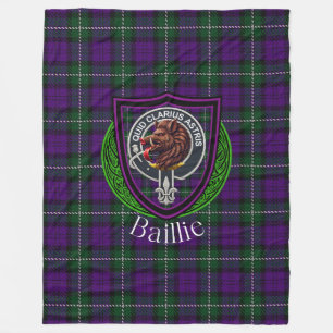 Baillie Scottish Clan Tartan Crest Fleece Blanket