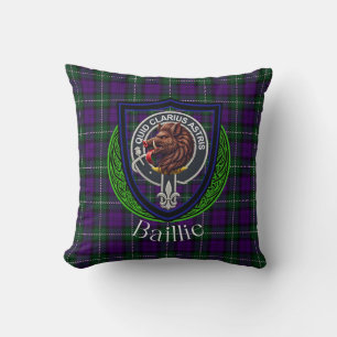 Baillie Scottish Clan Tartan Crest Throw Pillow