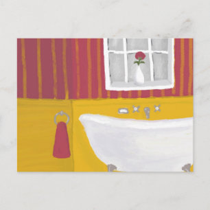 Bain de couleur vive en carte postale Rose et jaun