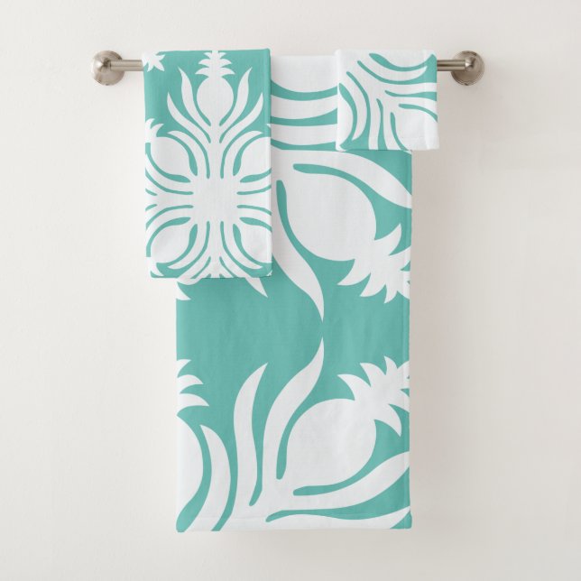 bain de courtepointe moderne et tropical hawaïen t (En situation)