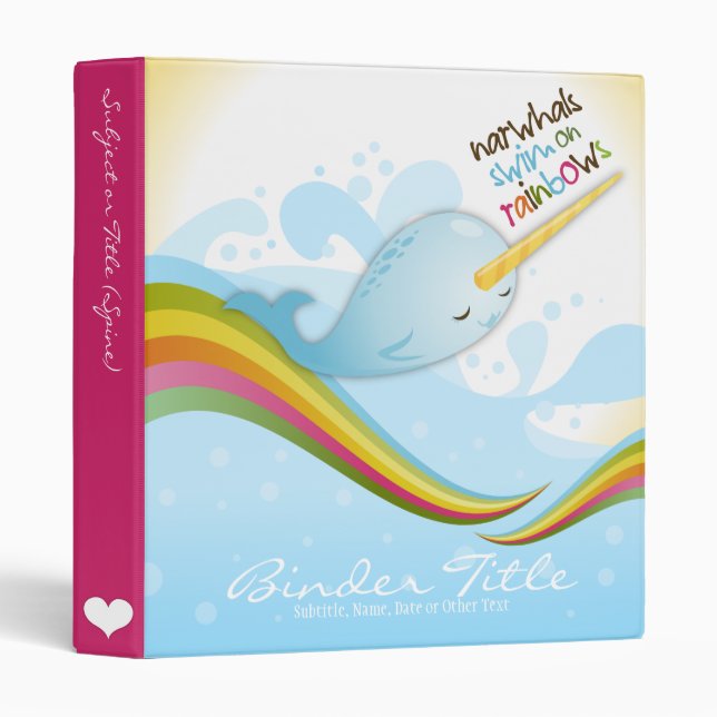 Bain de Narwhals sur le classeur d'arcs-en-ciel (Devant/Côté)