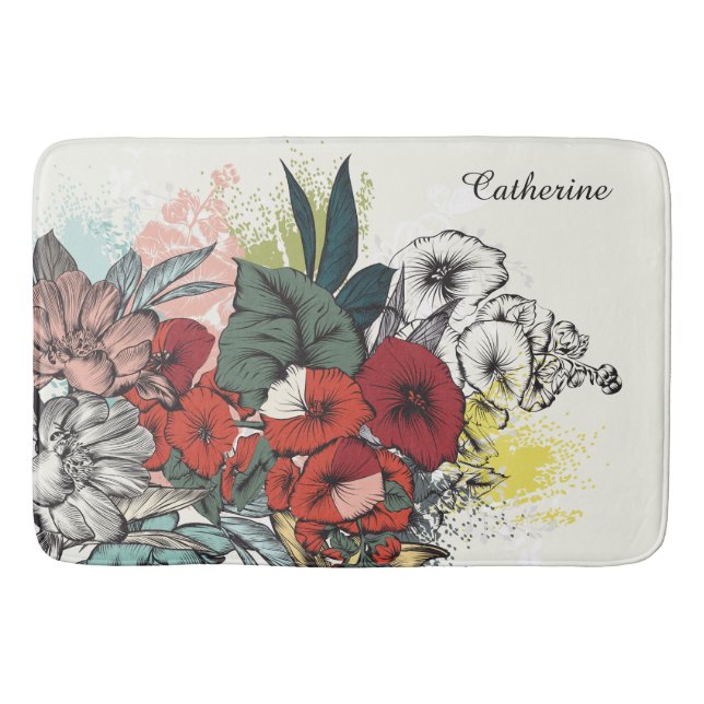 Bain Flower Illustration de nom personnalisé tapis de b (Devant)